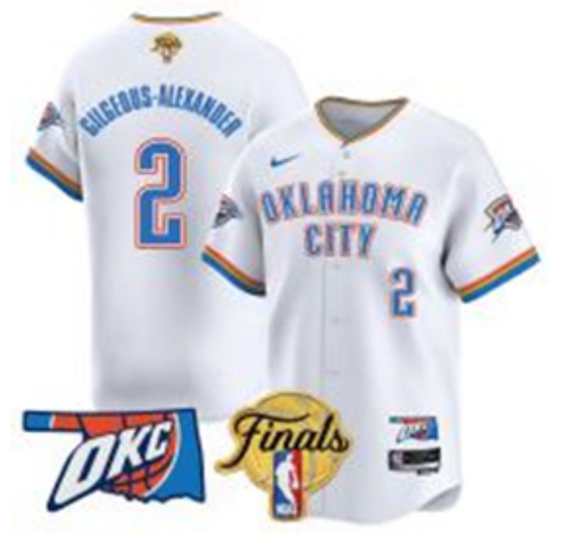 Men 2025 Oklahoma City Thunder #2 Gilgeous-Alexander White Nike Joint Name NBA Jersey style 12